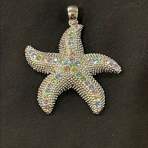 New Iridescent Crystal Starfish Pendant Necklace